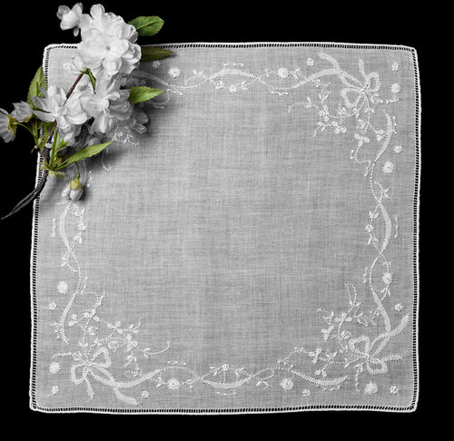 Bows & Flowers Embroidered Hanky